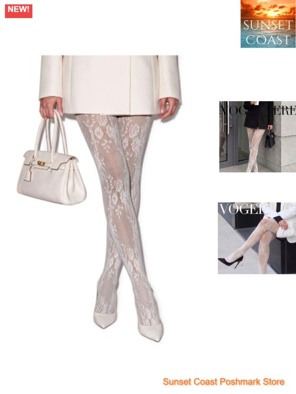 Lace Fishnet Tights Floral Pattern High Waisted Pantyhose Stockings